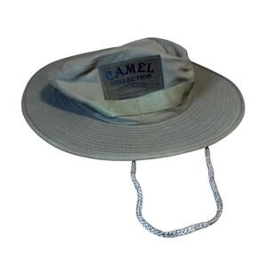 Camel Collection Khaki Safari Hat Mens Wide Brim Sun Boonie Hat with Chin Strap